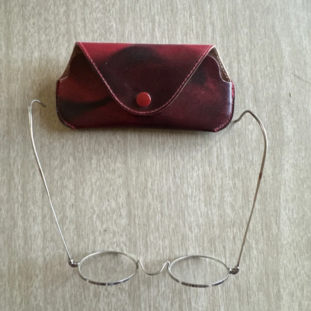 Antique Round Wire Rim Eyeglasses Cable Temple Spectacles Victorian Steampunk